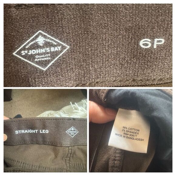 St.John Bay women's mid rise brown corduroy straight-leg pants 6p - Picture 7 of 7